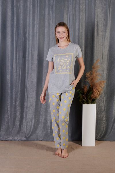 BAŞAKSU COLLECİTON Başaksu Collection - Double Colored Round Collar Pajama Set