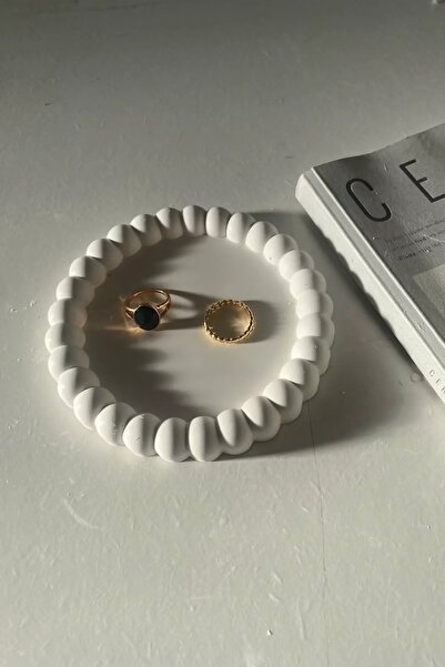 Havalı Tasarım Cloud Appearance Oval Decorative Plate | White