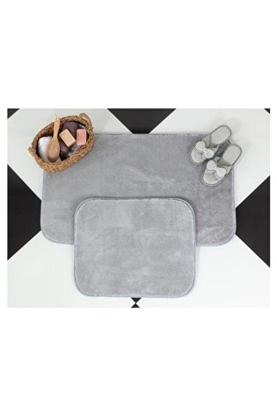Lagom Life Σετ Πατάκι Μπάνιου Ανοιχτό Γκρι Διπλό Λούτρινο Χαλί Αντιολισθητική...