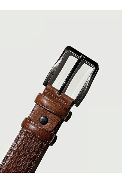 fiavelli Erkek Koyu Kahverengi Yılan Derisi Desenli Hakiki Deri Kemer