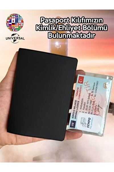 Cekuonline Country Desenli Deri Pasaport Kılıfı Kabı Pürüzsüz Yüzey Tüm Ülke Pasaportlarına Uygun