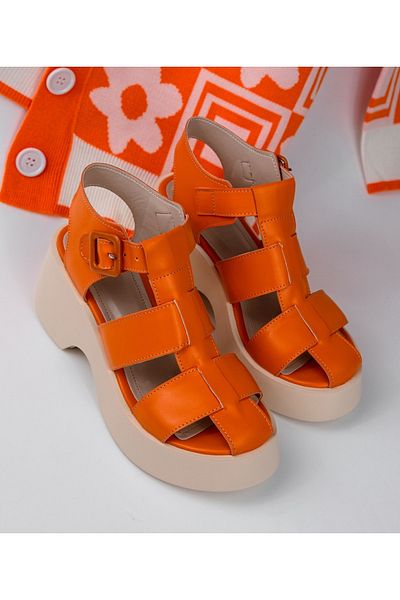 Sibel Durmaz Bloom Orange Sandals