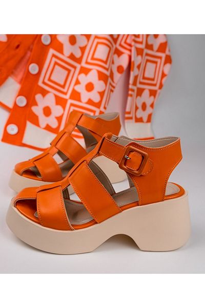 Sibel Durmaz Bloom Orange Sandals