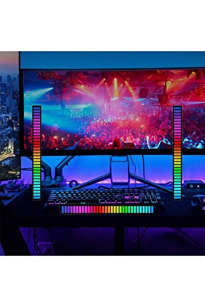 SMAYLİNG Yaratıcı Led Masaüstü Ses Çubuğu Aktif Atmosfer Işığı Rgb Renkli Ara...