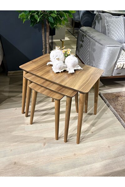 KAYA HOME 3’lü Zigon Sehpa ( Koyu Ceviz )