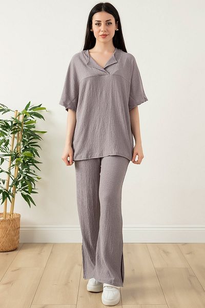PULLIMM Costum dublu pantaloni cu guler cu fante 6782