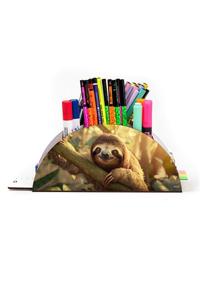 kutuTR Wooden Vip Colorful Animals Rainbow Ruled Desktop Pen Holder Organizer Assembled Boxed