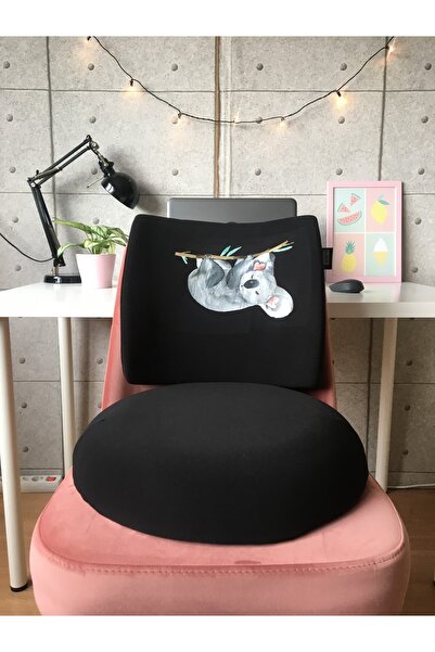 Officeküp Koala Visco Bel Yastığı ve Visco Oturma Minderi 2'li Set Siyah
