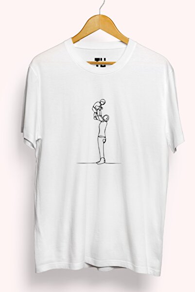 TÜşört Батько і син Абстрактний лінійний дизайн Бавовняна футболка