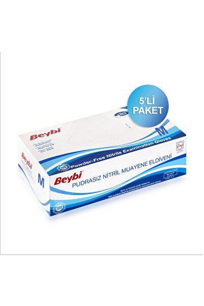 Beybi Nitril Mavi Muayene Eldiveni 5 Li Paket Medium