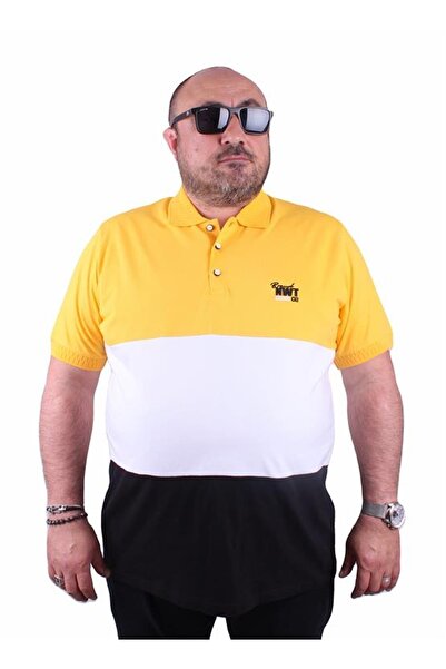 Starbattal Tricou cu gât polo de mărime mare, segmentat 23414 Galben