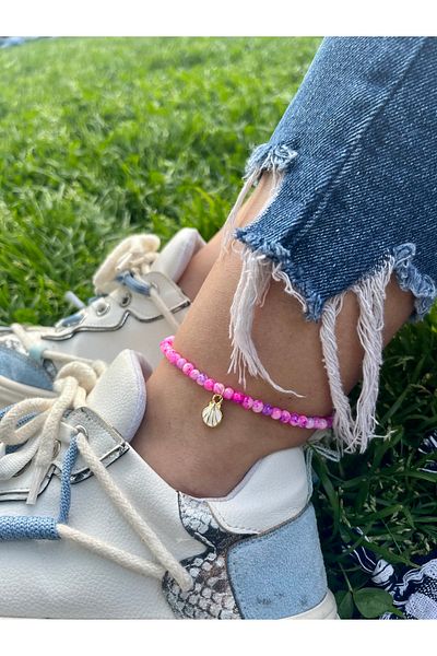 Nurşah Özcan Store Colorful Variegated Bead Oyster Model Anklet