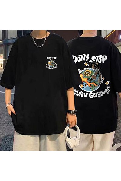 Touz Until You Get Yours Printed Black Unisex Oversize T-shirt