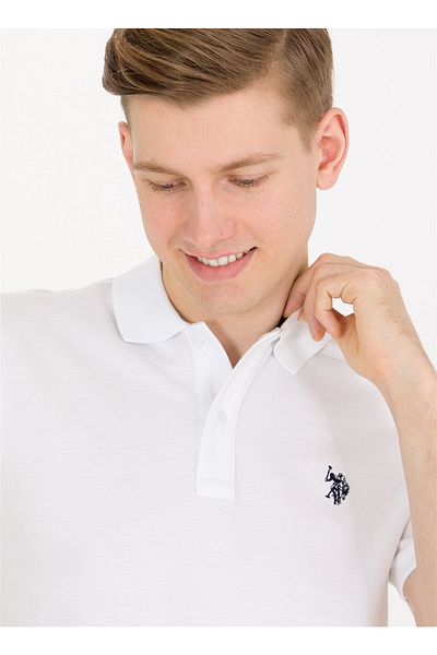 U.S. Polo Assn. Ανδρικό μπλουζάκι Polo Neck White Gtp04ıy023