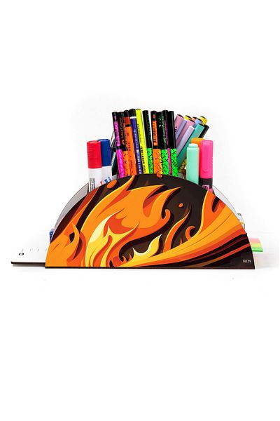 kutuTR Wooden Vip Various Patterns Rainbow Ruled Desktop Pen Holder Organizer Assembled Boxed