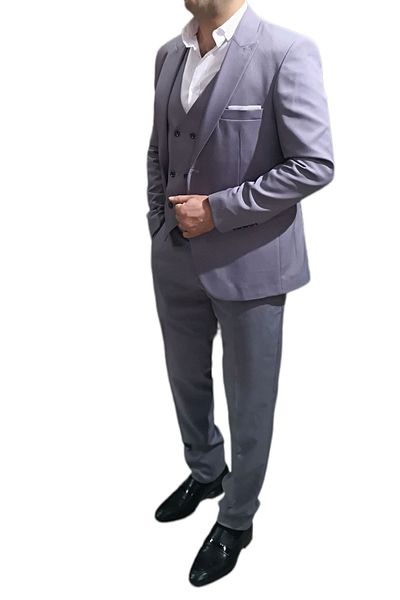 BayAygün Bayaygun 3049 Frog-breasted Vest Suit_light Gray
