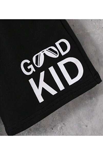 LOUİSA Dětské černé šortky s potiskem Good Kid