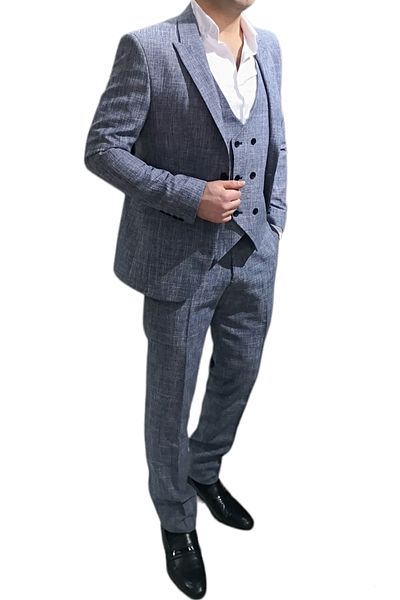 BayAygün 3013 Curved Vest Suit_navy blue