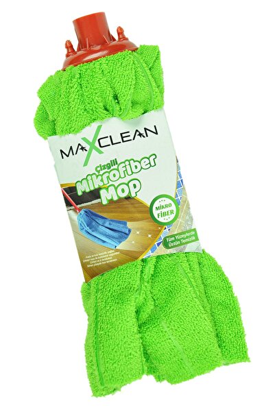 MaxClean Çizgili Mop Mikrofiber Yedek Başlık Yeşil 50x60