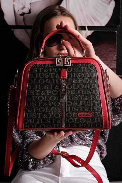 Just Polo حقيبة كتف نسائية من الجلد النباتي الفاخر متعددة الأقسام 02057