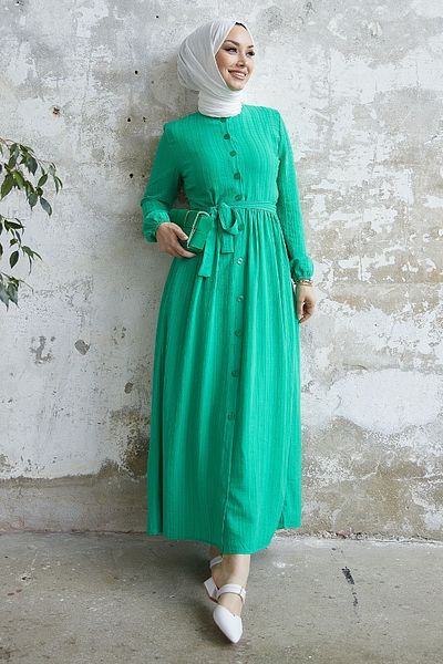 InStyle Lemina Belted Dress - Green