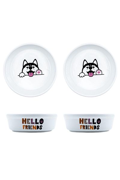 Glipet 2&#39 Washable Ceramic Food and Water Bowl 16cm 400 ml