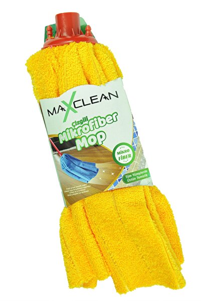 MaxClean Çizgili Mop Mikrofiber Yedek Başlık Sarı 50x60