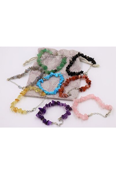 MYTAKIAĞACIMFH مجموعة أساور من الحجر الطبيعي المكسور غير المشكل مكونة من 8 قط...