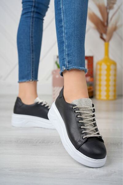 LEYDİ SHOES Porto Sa kamenčićima Crno Beli Sportski Potplat