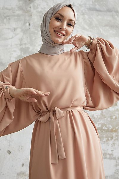 InStyle Nosya Casual Balloon Sleeve Φόρεμα - Μπεζ