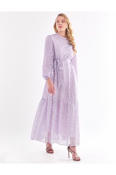 Kayra Belted Lace Dress