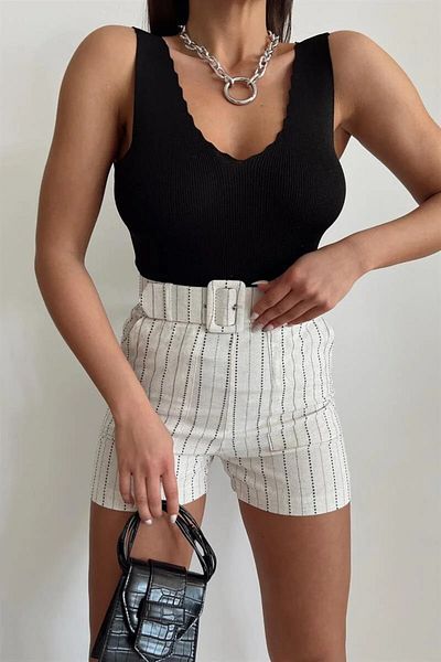 Jose Clothing Bluză de tricot cu bretele cu decolteu în V pentru femei