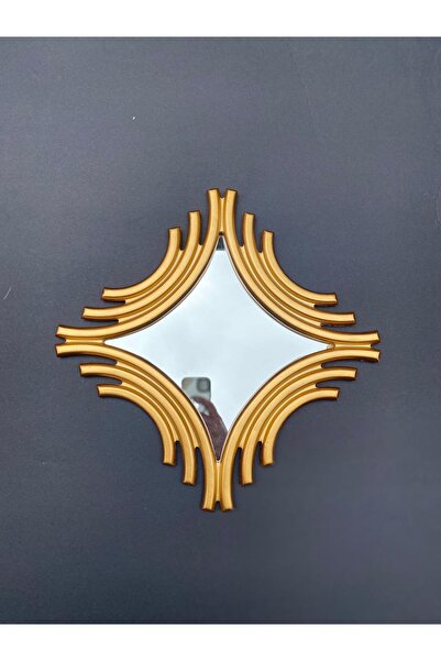 Peramari Dekoratif Polyester Tekli Kare Ayna Gold