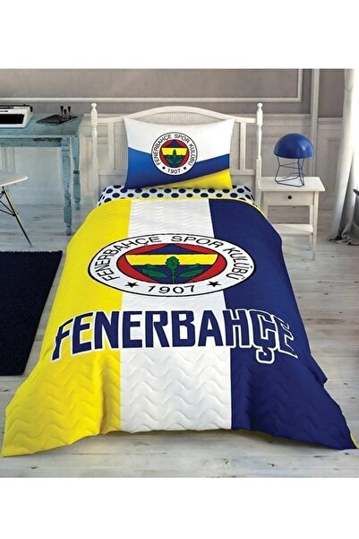 Taç Lisanslı Tek Kişilik Kapitoneli Nevresim Takımı Fenerbahçe Logo