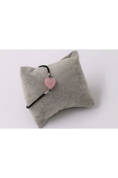 MYTAKIAĞACIMFH Pink Quartz Stone (HEART) Natural Stone Bracelet with String Adjustable