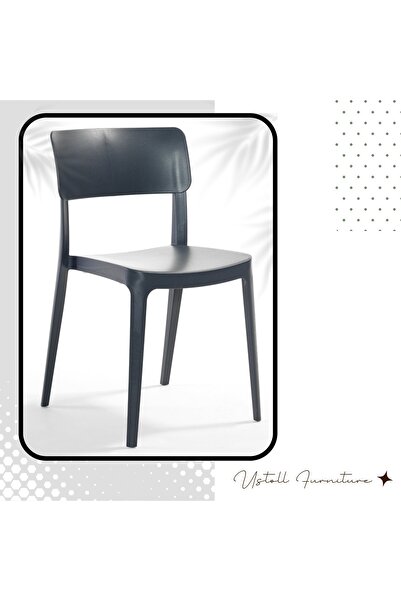 Ustoll Furniture Pano Antrasit 4 Adet Sandalye, Bahçe Sandalye, Balkon Sandal...