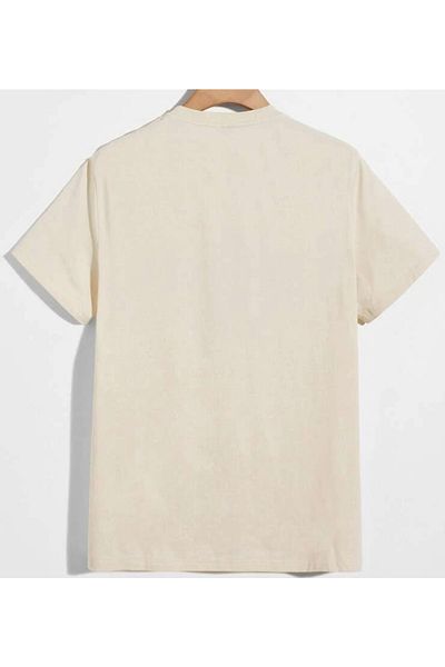 BYMEER Μπλουζάκι Unisex Beige Nasa Astronaut Printed Cotton Crew Neck Oversize