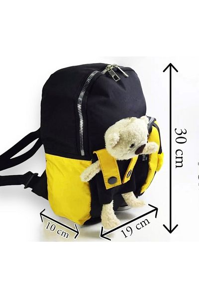 Pink Hippo Kids Two-Compartment Children's Backpack with Teddy Bear Accessory Detail