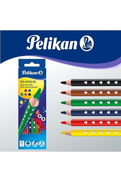 Pelikan Silverino Jumbo Üçgen Kuru Boya Kalemi 6lı Kutu