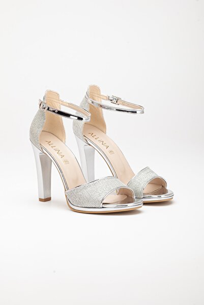 LİLLA Platform Yüksek Topuklu Gümüş Kadın Ayakkabı