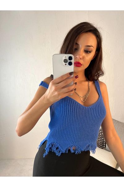 MsLena Butik Πλεκτό Crop με σκισμένη φούστα