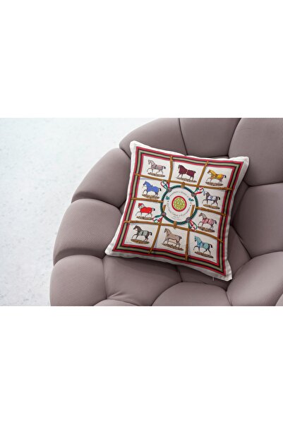 RUGSMODERN Pernă cu tematică Cai Roșii Albi57