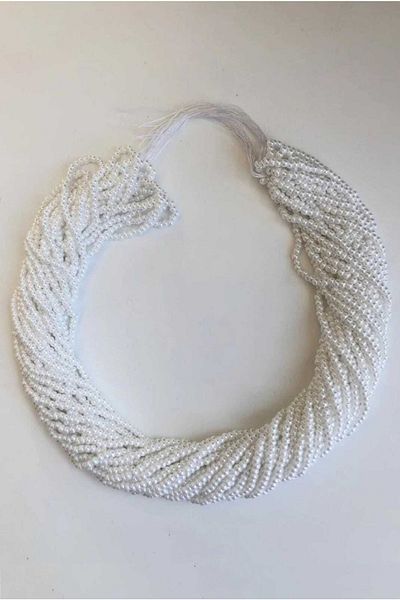 yiğit aksesuar 2 Mm 12 String Bright White Glass Beads Czechoslovakia Bead