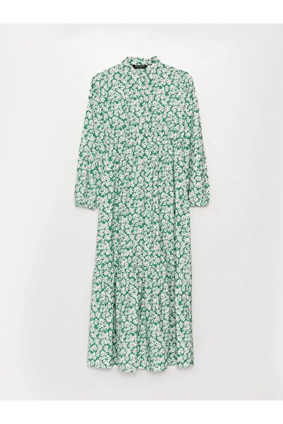 LC Waikiki Rochie cămașă pentru femei Lcw Modest Floral cu mâneci lungi