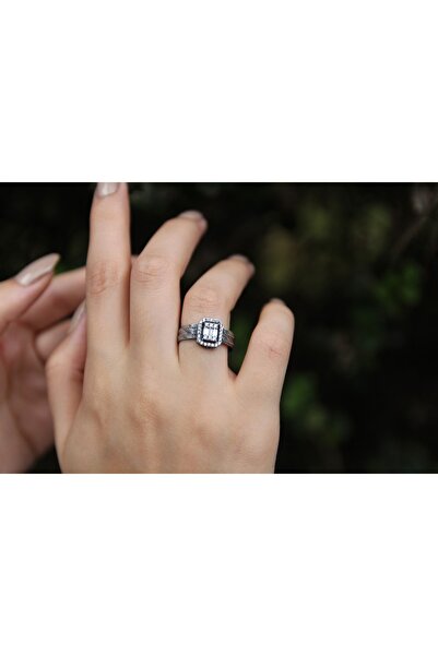 Altuntaş Gold&Silver Trabzon Hasır Baget Taşlı Oksit Karartma Kaplama Gümüş Y...