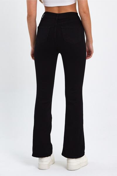 geenz manifacture Black Flare Jeans Fadeless Denim Trousers Power Lycra High Waist