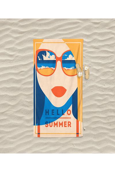 Erays Home Πετσέτα θαλάσσης με στάμπα Erayshome Hello Summer