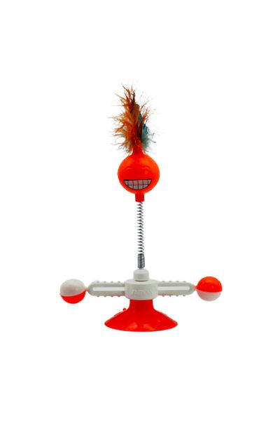 TİNEKE Rotating Pilgrim Sleeping Cat Toy with Suction Cup 1 Piece Orange