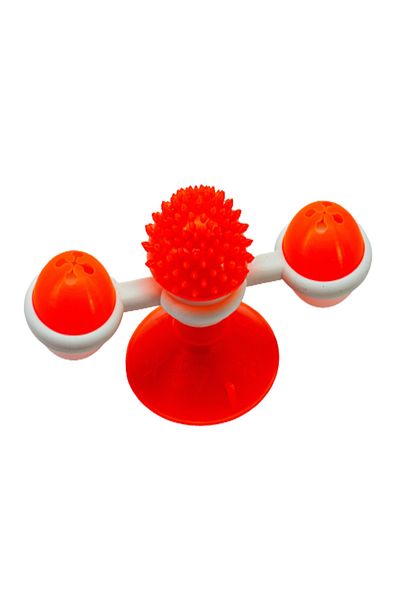TİNEKE 1 Piece Orange Suction Cup Rotating Cat Toy with Food Bowl