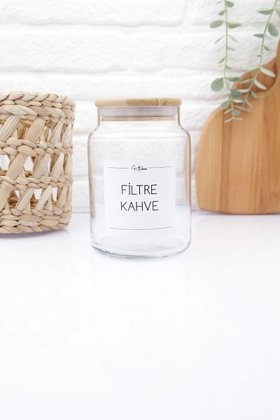 zezedesing Glass Filter Coffee Storage Jar with Bamboo Lid 890ml